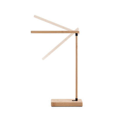 Bamboo folding table lamp with wireless charger