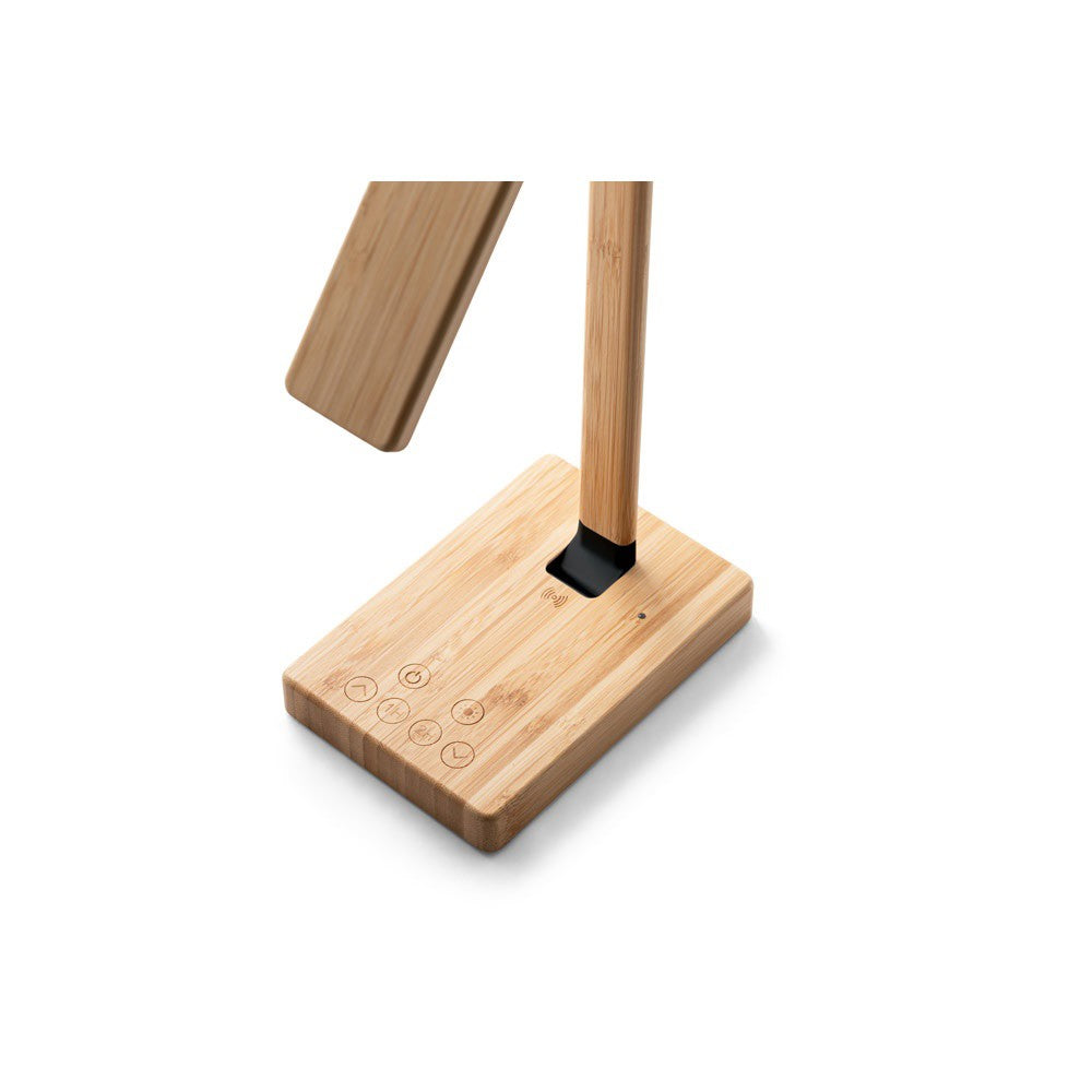 Bamboo folding table lamp with wireless charger